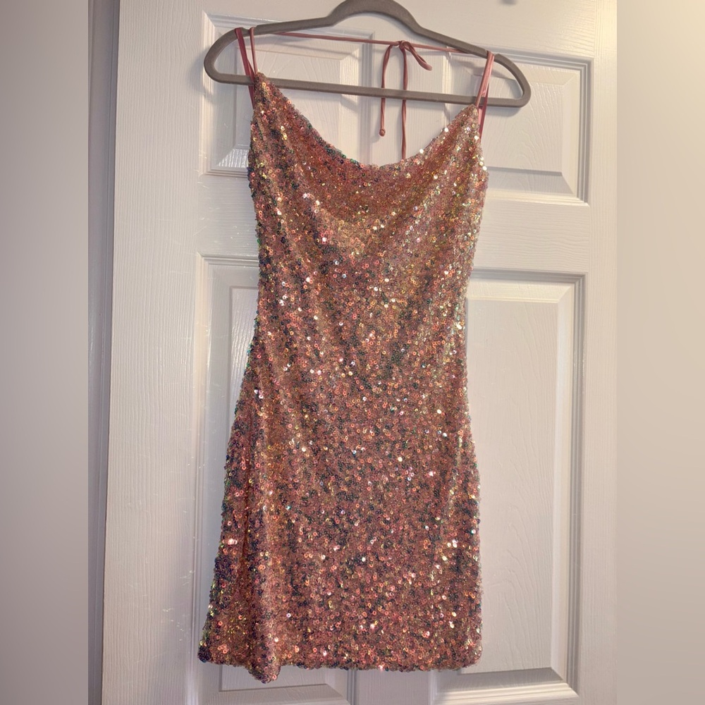 Windsor Sequence Rose Gold Mini Dress